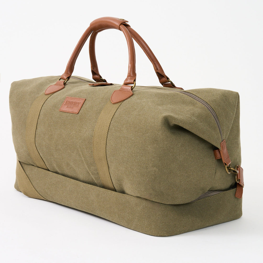 Kingsley Double Layer Canvas and Leather Duffel with Shoe Compartment - Woodstock Leather