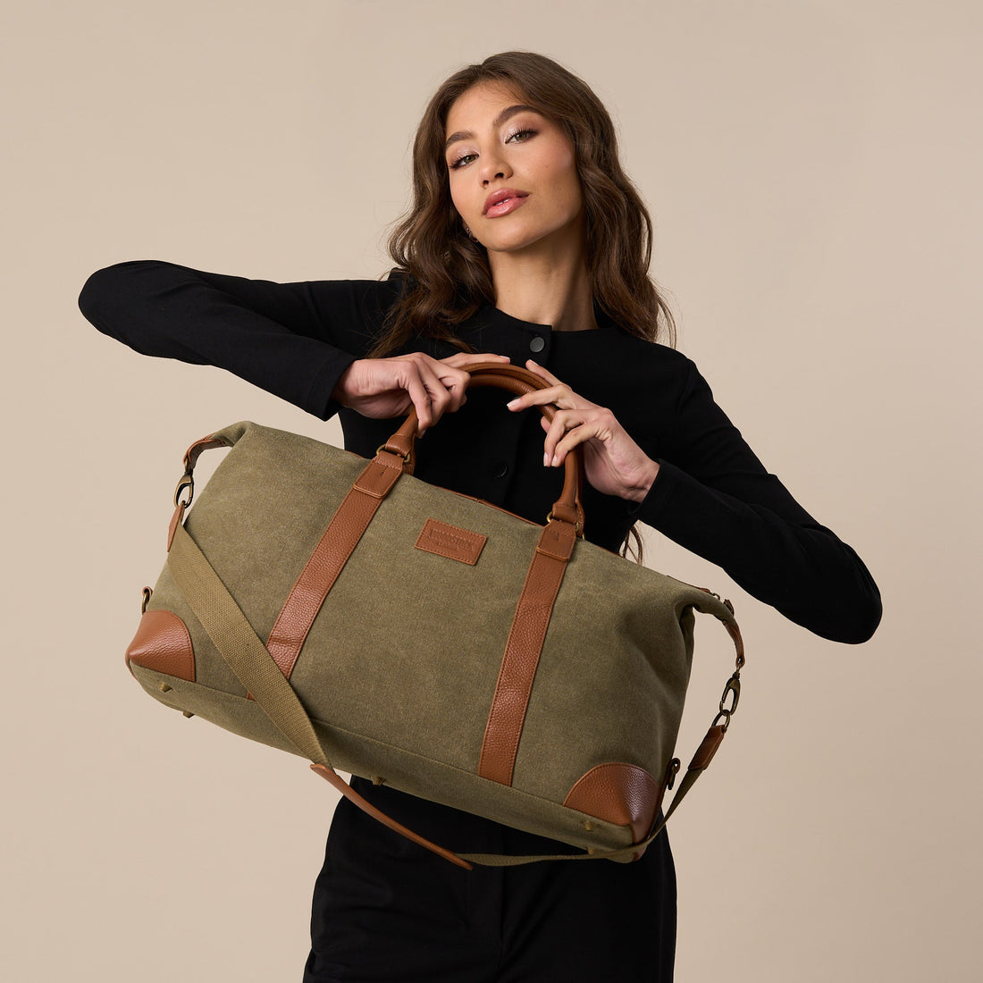 Oxford Leather and Canvas Duffel Bag - Woodstock Leather