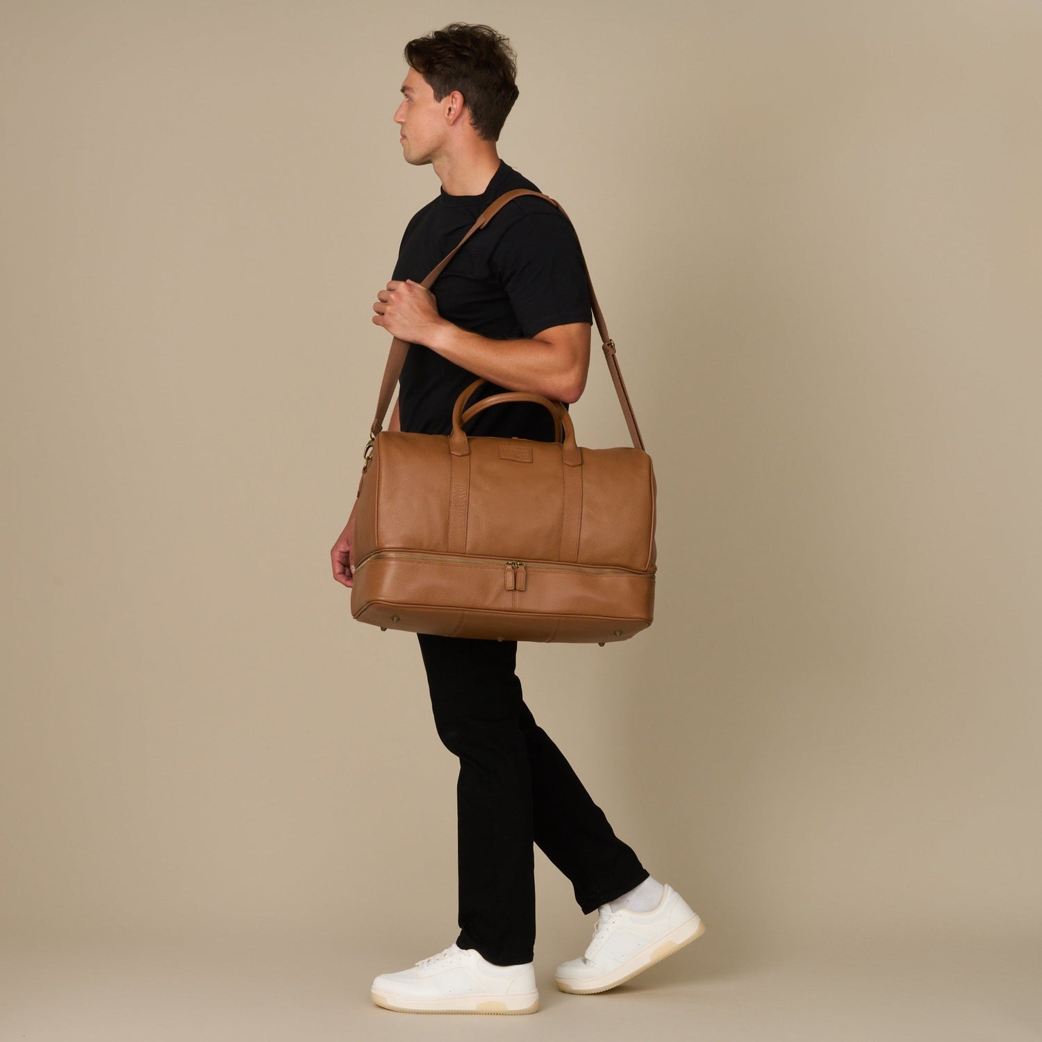 Sterling Double-Layered Weekend Bag With Shoe Compartment - Woodstock Leather