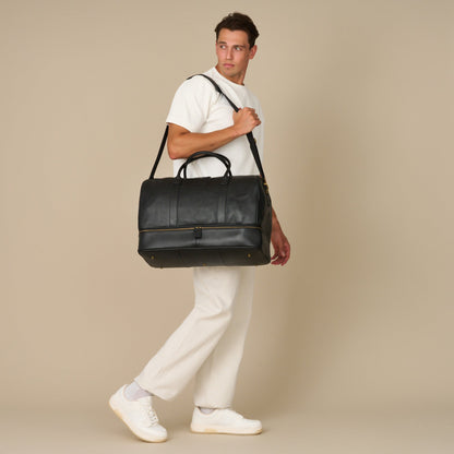 Sterling Double-Layered Weekend Bag With Shoe Compartment - Woodstock Leather