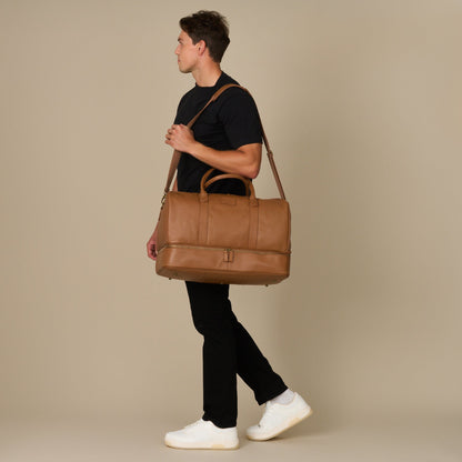 Sterling Double-Layered Weekend Bag With Shoe Compartment - Woodstock Leather