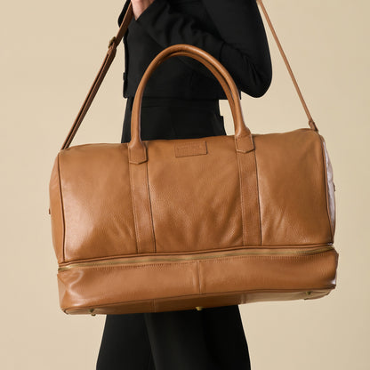 Sterling Double-Layered Weekend Bag With Shoe Compartment - Woodstock Leather