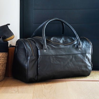 Weekender Duffel Bag with Waterproof Lining &amp; Sneaker Compartment - Woodstock Leather