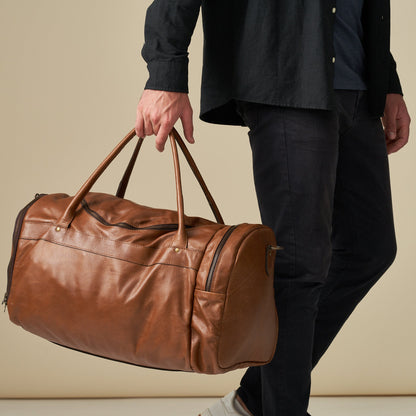 Weekender Duffel Bag with Waterproof Lining &amp; Sneaker Compartment - Woodstock Leather