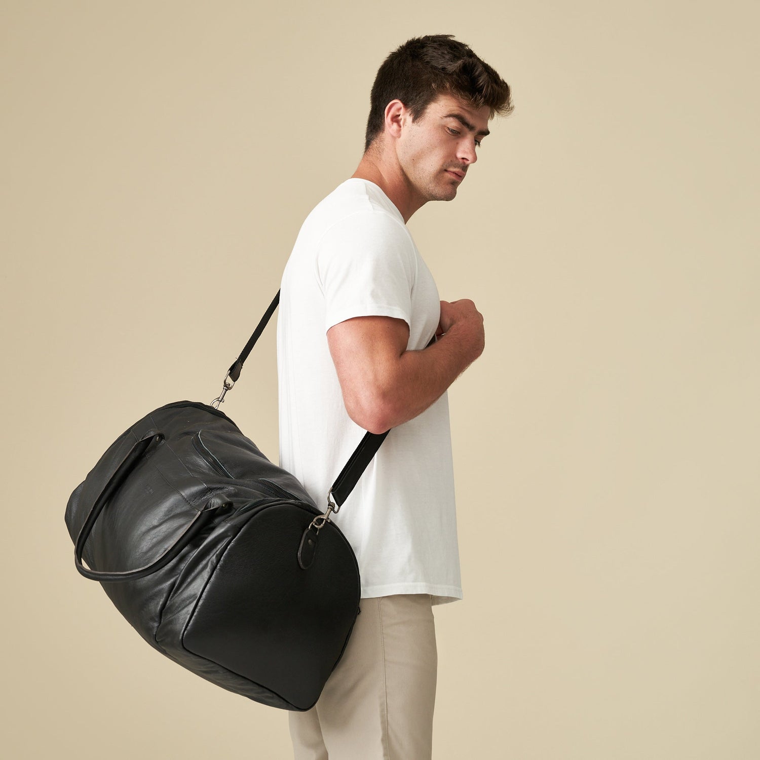 Weekender Duffel Bag with Waterproof Lining &amp; Sneaker Compartment - Woodstock Leather