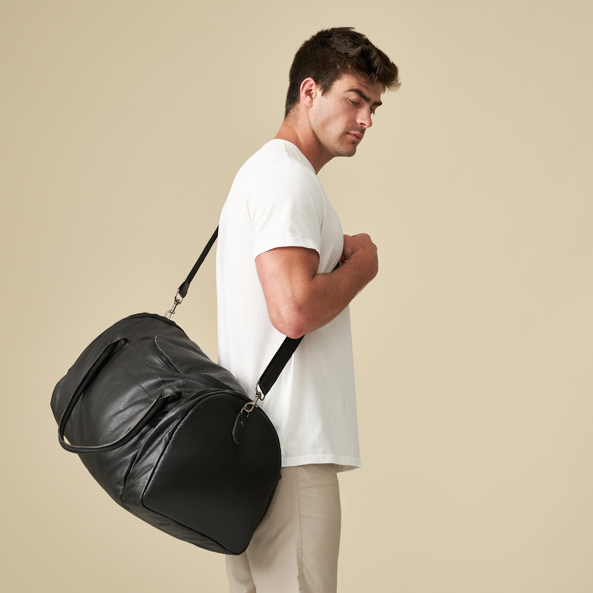 Weekender Duffel Bag with Waterproof Lining &amp; Sneaker Compartment - Woodstock Leather