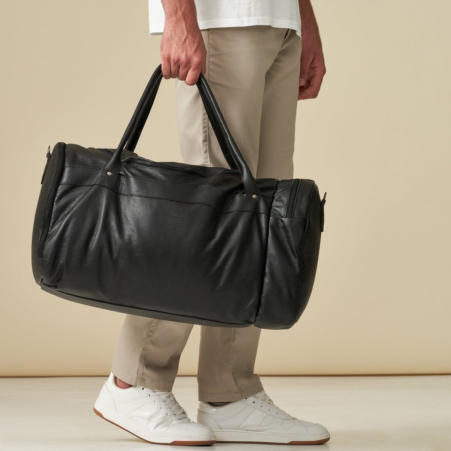 Weekender Duffel Bag with Waterproof Lining &amp; Sneaker Compartment - Woodstock Leather
