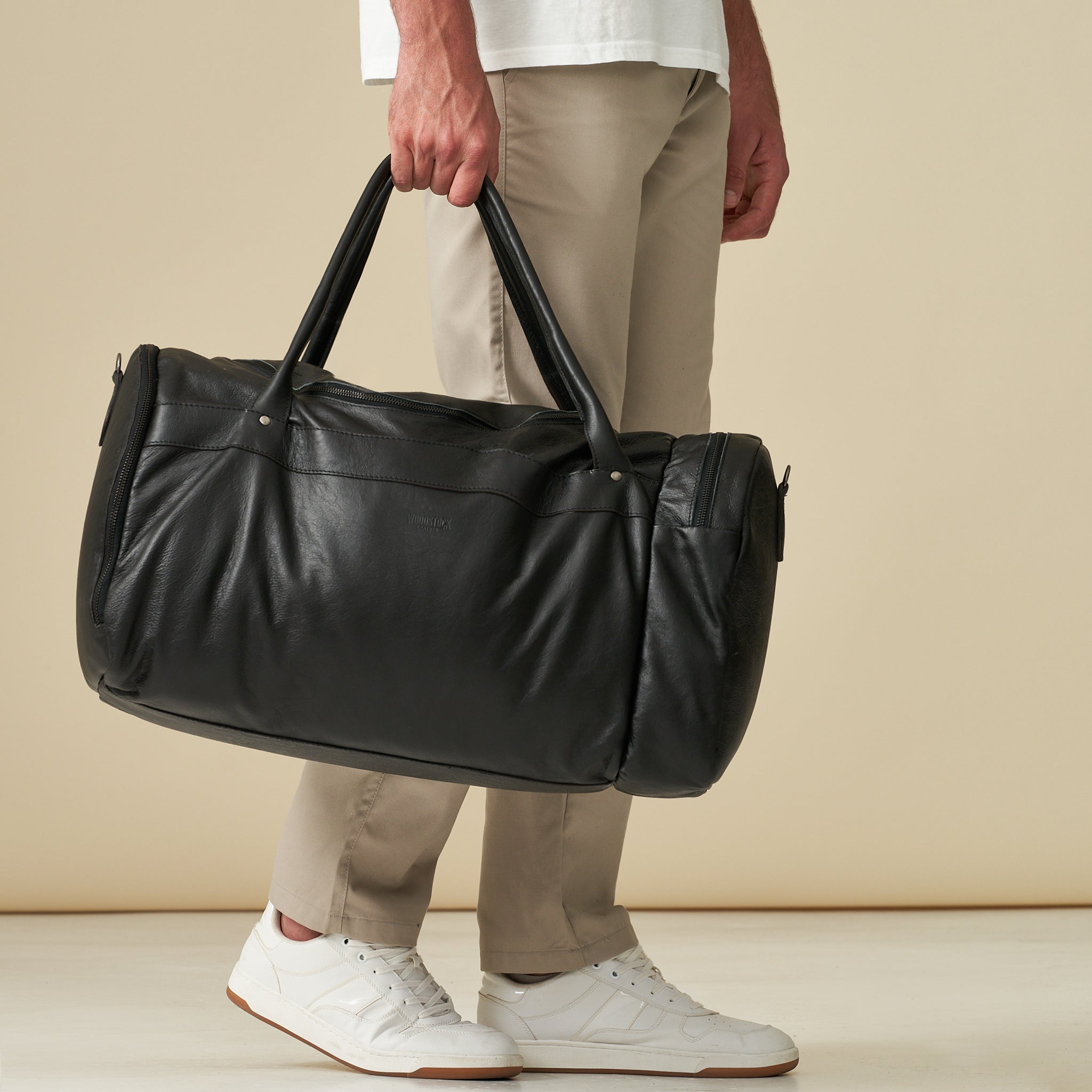 Weekender Duffel Bag with Waterproof Lining &amp; Sneaker Compartment - Woodstock Leather
