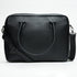 Front view of 15" Genuine Leather Laptop Bag - Black | Woodstock Leather  with strap 