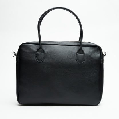 Back view of 15&quot; Genuine Leather Laptop Bag - Black | Woodstock Leather  without detachable strap