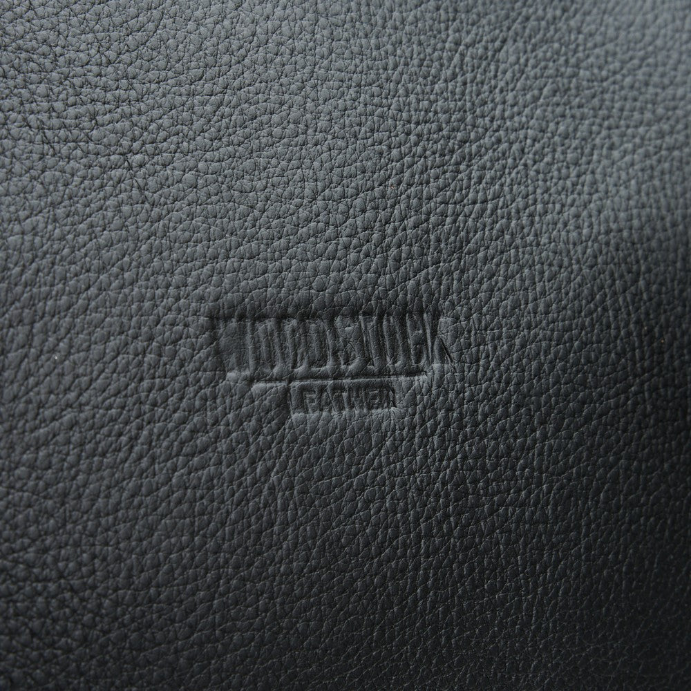 Branding on 15&quot; Genuine Leather Laptop Bag - Black | Woodstock Leather 