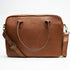 Front view of 15" Genuine Leather Laptop Bag - Pecan | Woodstock Leather with strap 