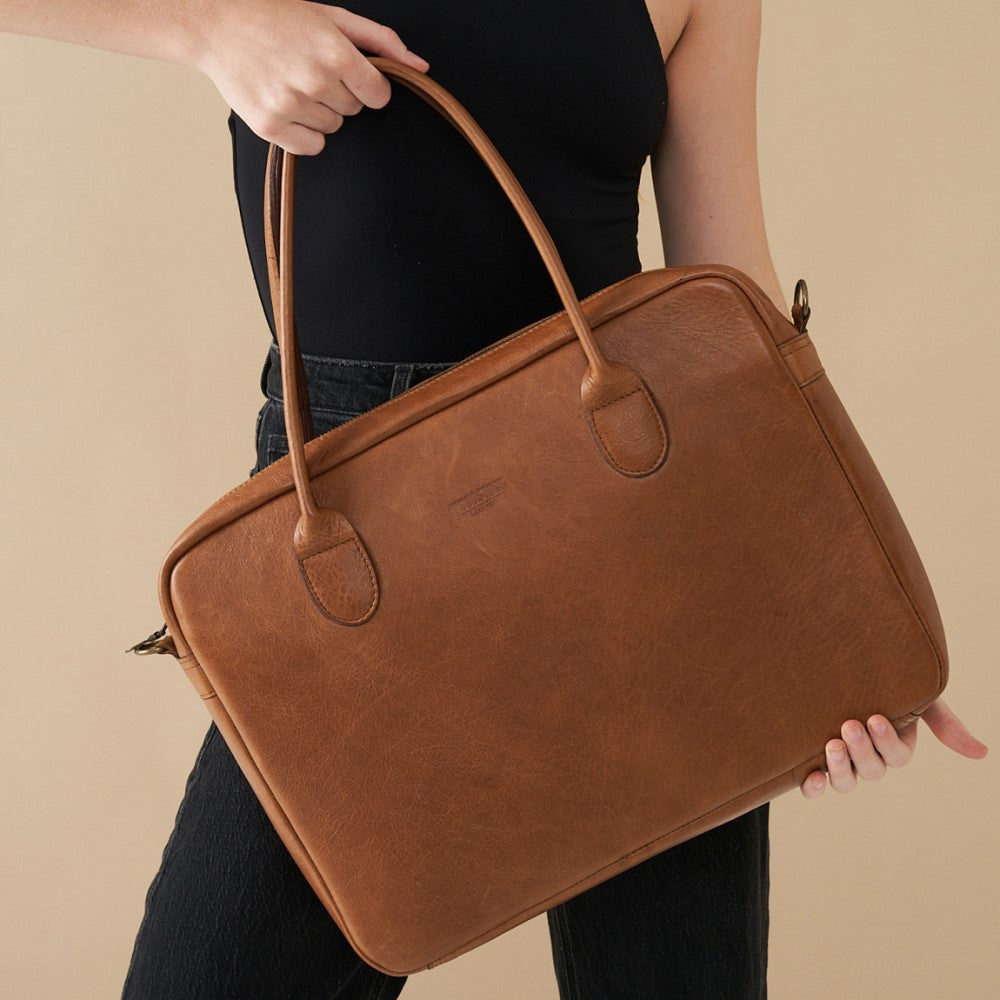 15&quot; Genuine Leather Laptop Bag - Pecan | Woodstock Leather in woman&