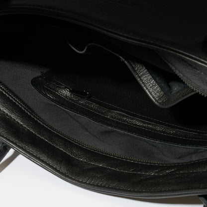 Interior view of zippered compartment  inside of Blake Tote Bag - Black 
