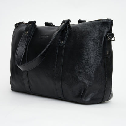 Side view of Black Genuine Leather Freya Shoulder Hand Bag with Sling | Woodstock Leather