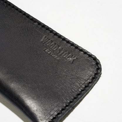 Embossed Woodstock Leather logo on Heritage Sunglasses Pouch-Black