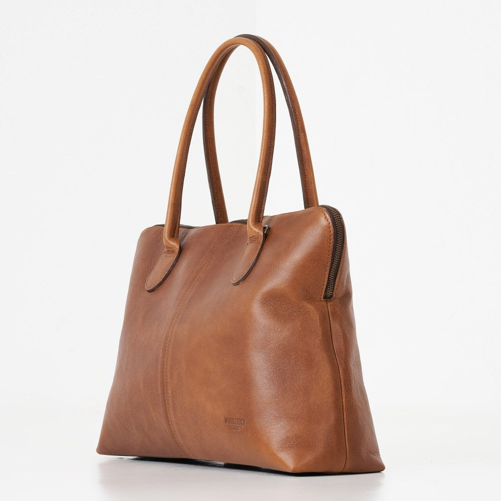 Side view of Lined Lexi Work Bag - Pecan
