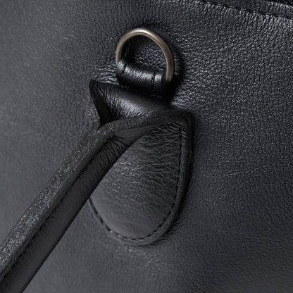 View of handle attached to Lined Lexi Work Bag - Black