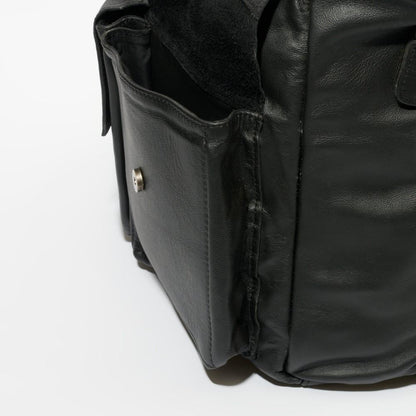 View of Side pocket with magnetic button closure on Mason XL Nappy Bag - Black