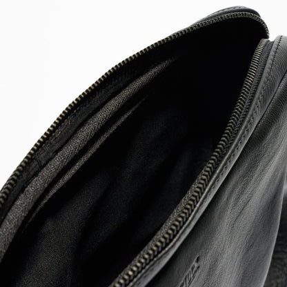 Zipper closure and interior on Oliver Laptop Bag-Black