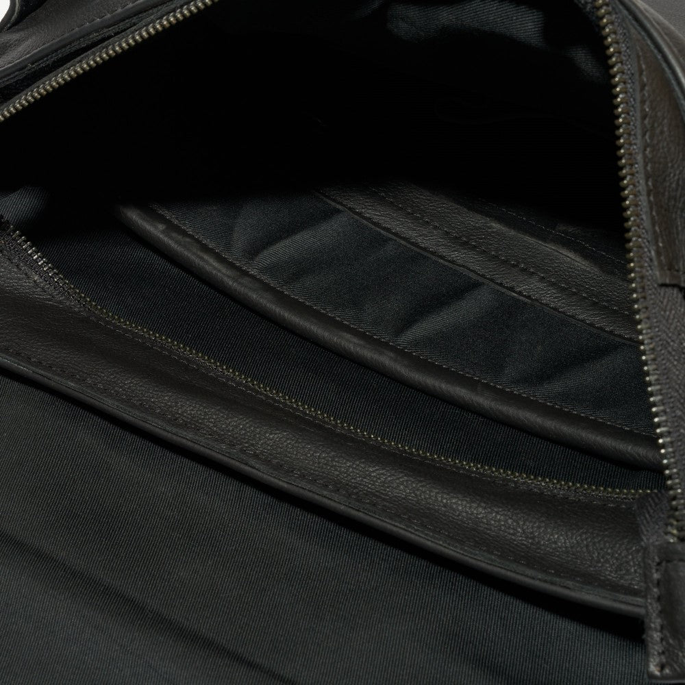 Interior view of divider and zipper compartment on Peyton 15&quot; Laptop Backpack - Black