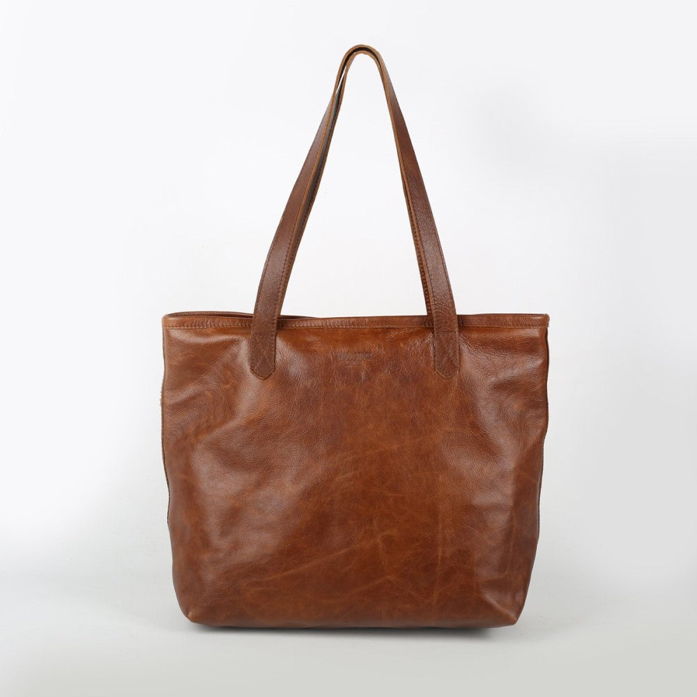 Exterior front view of Sierra Soft Tote Bag - Pecan