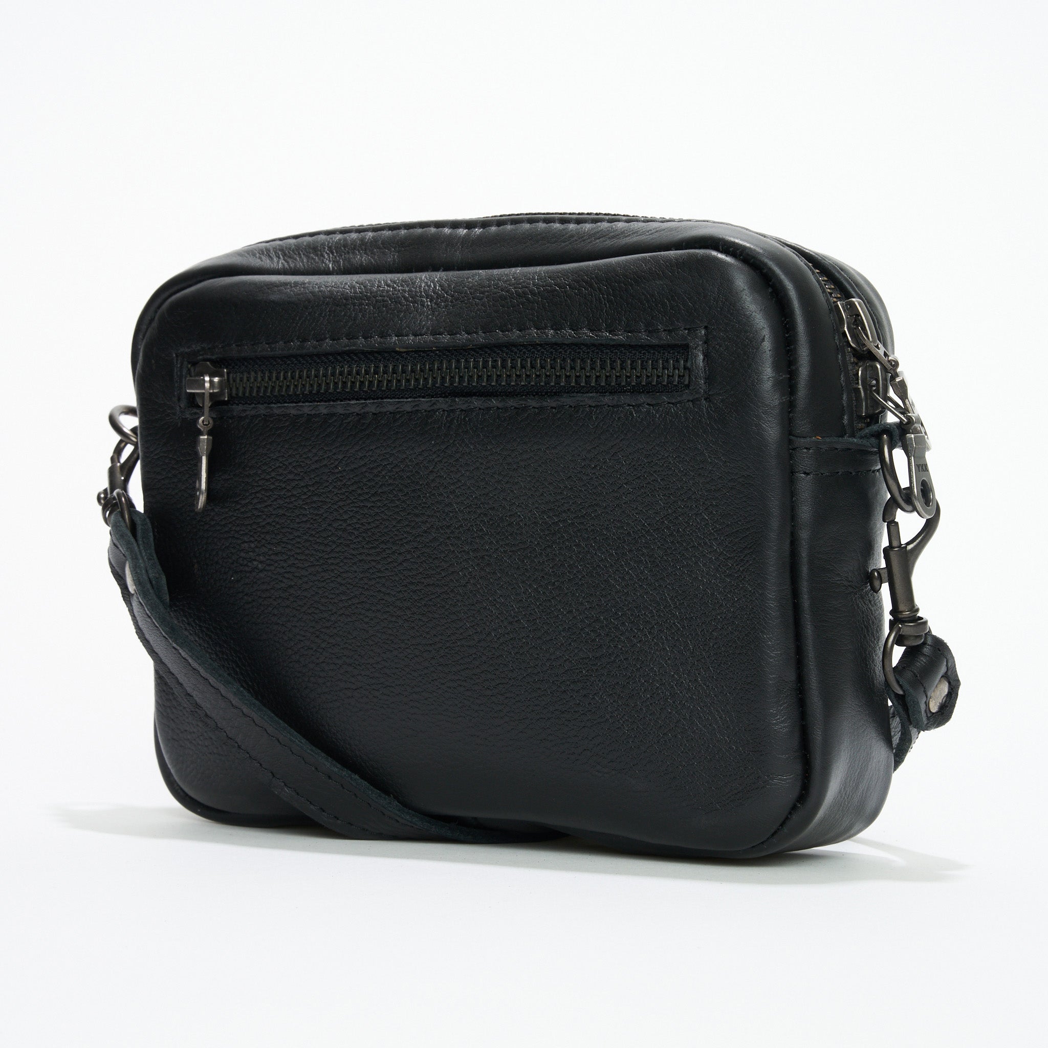 Black Genuine Leather Madison Boxy Crossbody Sling Bag