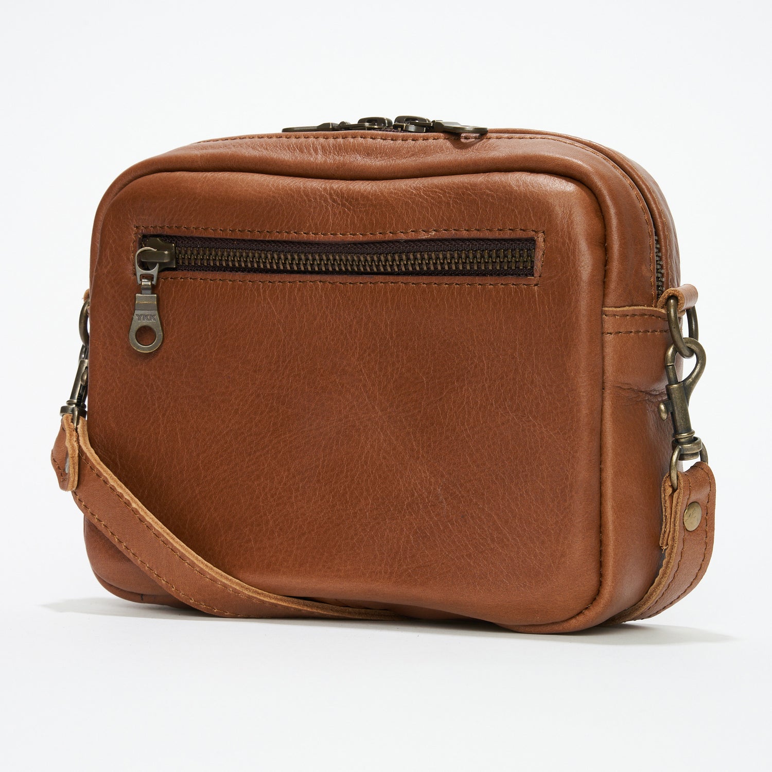 Pecan Genuine Leather Madison Boxy Crossbody Sling Bag
