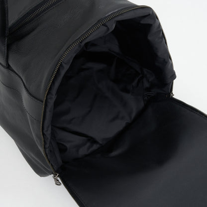 Sneaker compartment on Black Genuine Leather Sports Duffel Bag with Waterproof Lining &amp; Sneaker Compartment