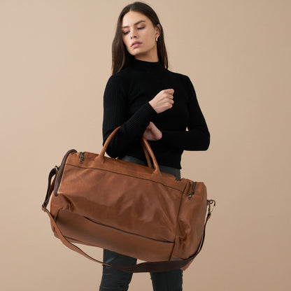 Weekender Duffel Bag with Waterproof Lining &amp; Sneaker Compartment - Woodstock Leather
